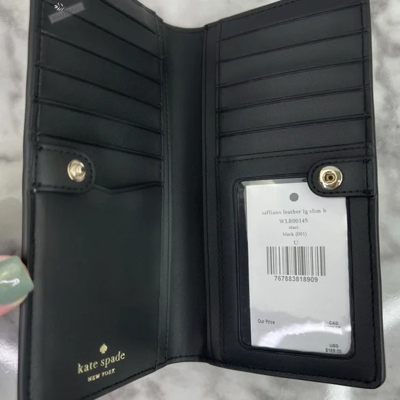 Kate Spade Staci Large Slim Bifold Wallet In Black - Picture 4 of 5